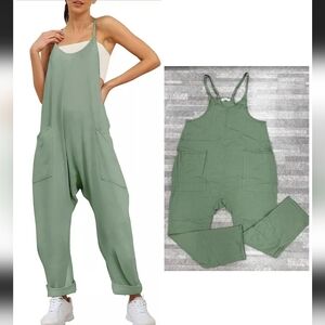 Green Overall Jumpsuit with Pockets